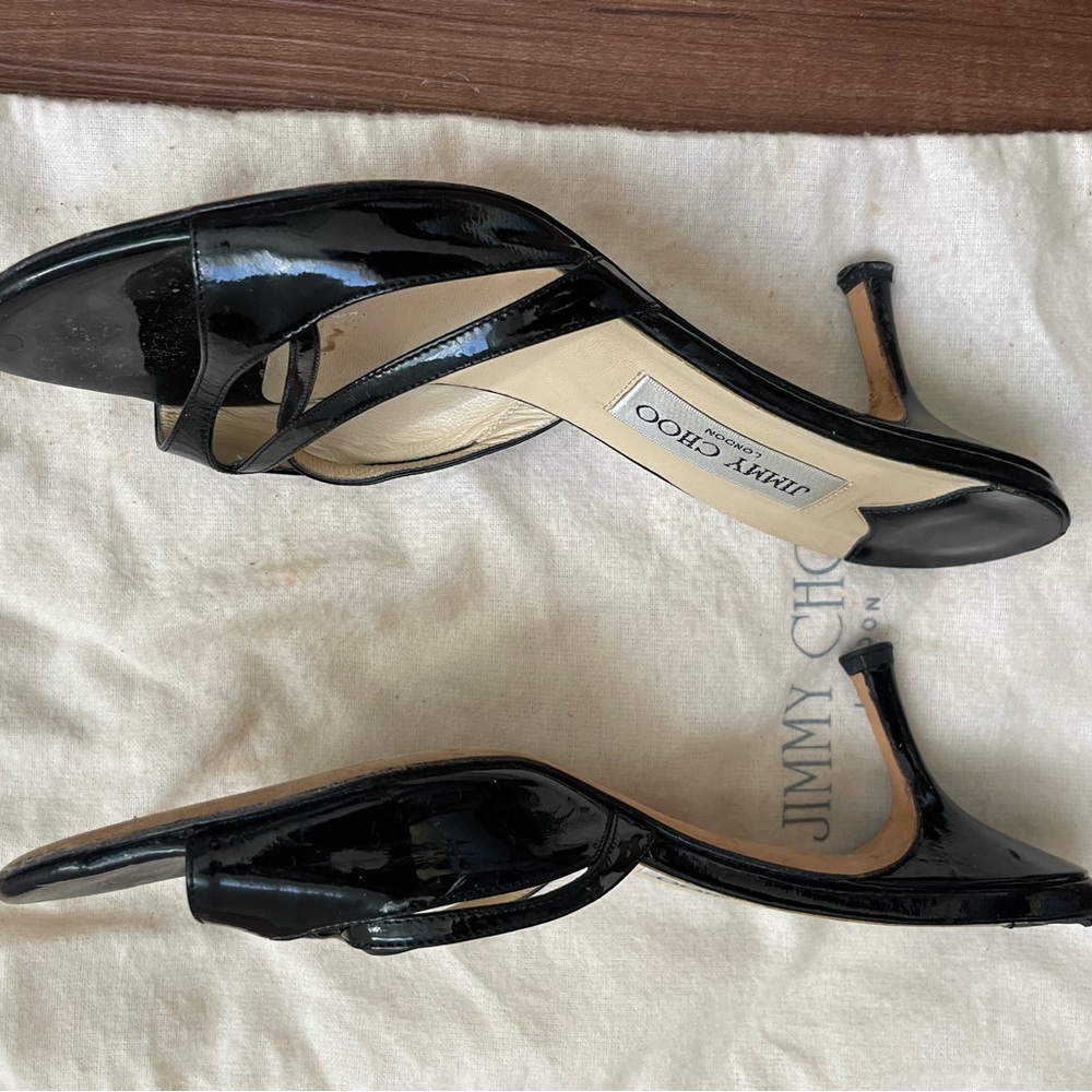 Jimmy Choo Glossy Black Heels - Like New!